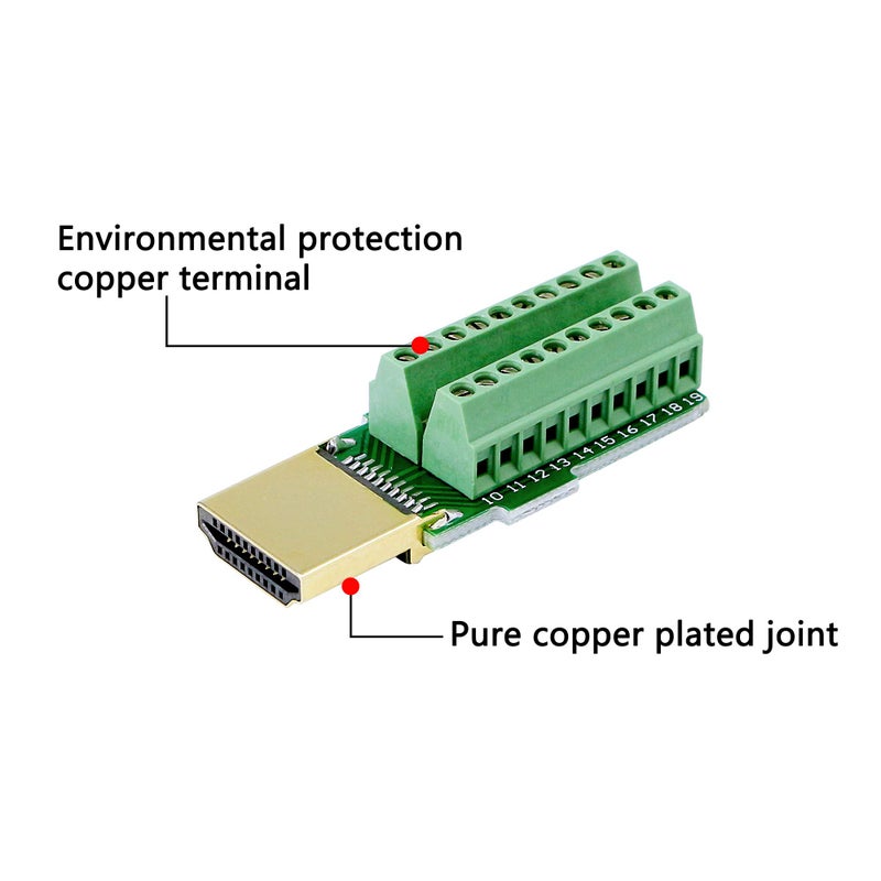 SinLoon HDMI Solderless Adapter Gold Plated HDMI Extension Cable Connector Signals Terminal Breakout Board Free Welding Connector with Plastic Cover Screwdriver - Image 2